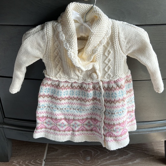 Fair isle sweater dress with matching beret beanie hat 0-3 - Picture 3 of 7